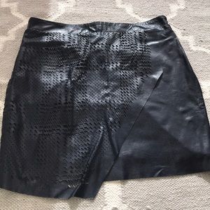 Parker navy blue leather laser cut mini skirt